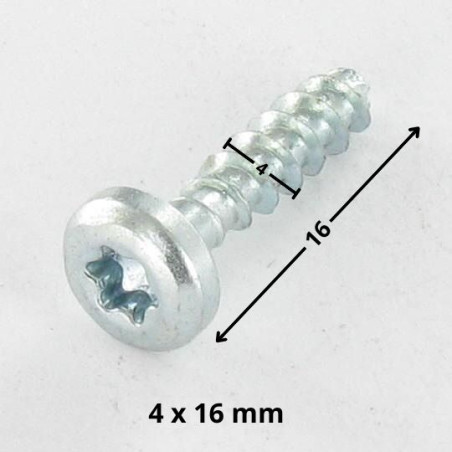1 x Puuruuvi Pyöreä pää TORX T20 4X16 Kärjetön Sinkitty teräs