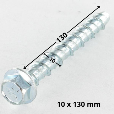1 x Betoniruuvi Kuusiopää TH Laippakanta 12X130 Esiporaus: 10X130 Sinkitty teräs