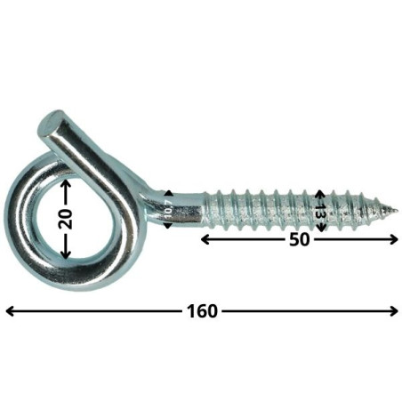 1 x Saparokoukku Kierre Puu Sinkitty teräs 10,7 x 160