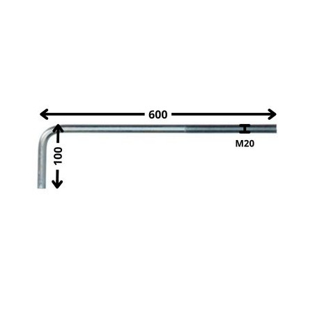 1 x Sarana Metallit pitkä pituus M20X600 Kierteytetty kohteessa 150 Sinkitty teräs
