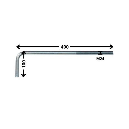 1 x Sarana Metallit pitkä pituus M24x400 Kierteytetty kohteessa 150 Sinkitty teräs