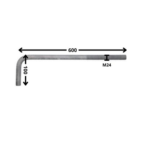 1 x Sarana Metallit pitkä pituus M24x600 Kierteytetty kohteessa 150 varmgalvanisert stål"