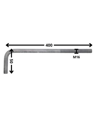 1 x Sarana Metallit pitkä pituus M16X400...