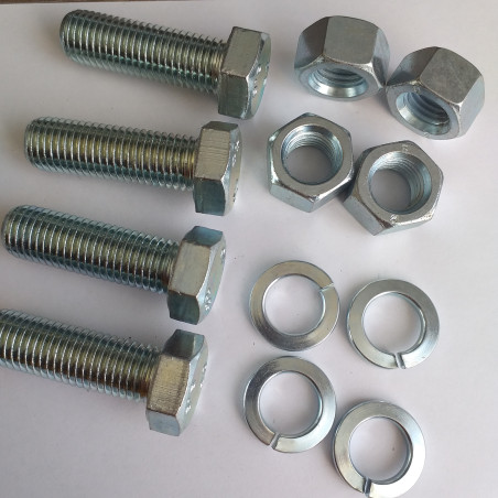 1 x Pussi 4 Metalliruuvit Kuusiopää TH M16X50 4 Mutteri 4 Aluslevy Grower