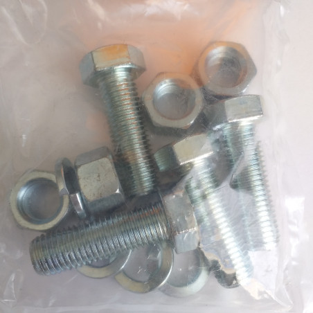 1 x Pussi 4 Metalliruuvit Kuusiopää TH M16X50 4 Mutteri 4 Aluslevy Grower