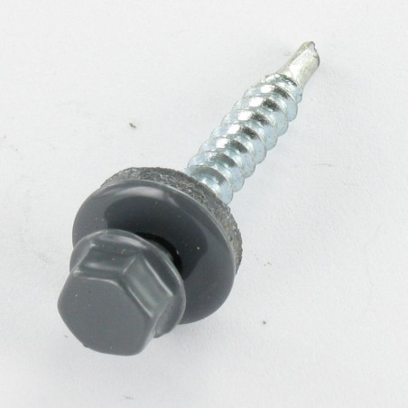 1 x Itseporautuva ruuvi Kuusiopää TH 4,8x35 Tiivistealuslevy EPDM-neopreenitiivisteellä Sinkitty teräs RAL 7012