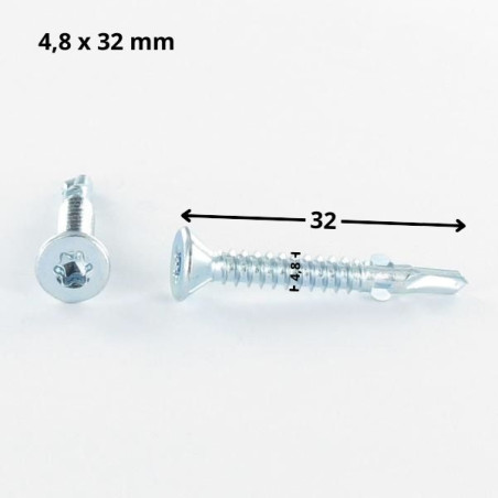 1 x Itseporautuva ruuvi uppokantainen TORX T25 4,8x32 Uritettu ja siivet Sinkitty teräs