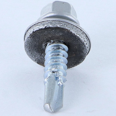 1 x Itseporautuva ruuvi Kuusiopää TH 5,5x25 Tiivistealuslevy EPDM-neopreenitiivisteellä Sinkitty teräs RAL 9006