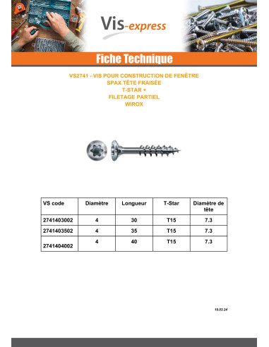 1 x Spax V.CONSTFENET uppokantainen T-STAR TORX...