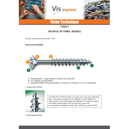1 x Ruuvi Spax uppokantainen TORX T40 8X360 Kierteytetty kohteessa 80 Osittain kierteytetty WIROX