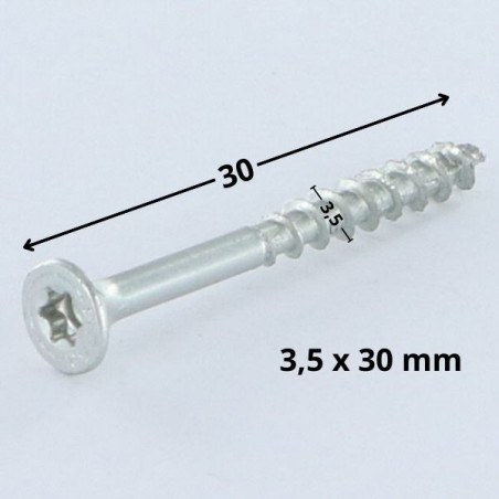 1 x Ruuvi Spax uppokantainen TORX T20 3,5x30 Kierteytetty kohteessa 17 Osittain kierteytetty WIROX
