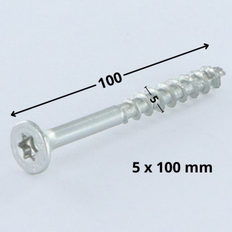 1 x Ruuvi Spax uppokantainen TORX T20 5x100 Kierteytetty kohteessa 61 Osittain kierteytetty WIROX