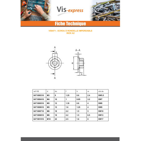 1 x Mutteri Kuusikulmainen HU M3 Tarttuva 8 Ruostumaton teräs A2