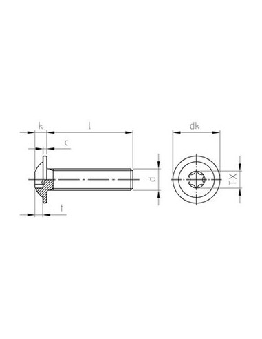 1 x Metalliruuvit Kupupää Laippakanta TORX T10...