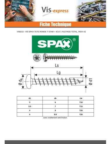 1 x Spax Puuruuvi Pyöreä pää T-STAR+ TORX T20...