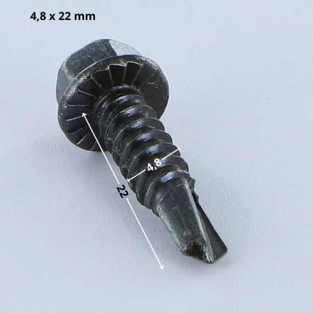 1 x Itseporautuva ruuvi Kuusiopää TH 4,8 x 22 Levykierre Musta sinkitty teräs