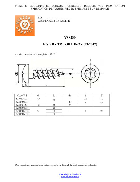 1 x Puuruuvi Ruostumaton teräs A2 Pyöreä pää 5x50 TORX T25