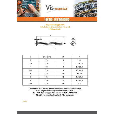 1 x Puuruuvi uppokantainen TORX T20 4,5x25 Kokonaan kierteytetty Ruostumaton teräs A2