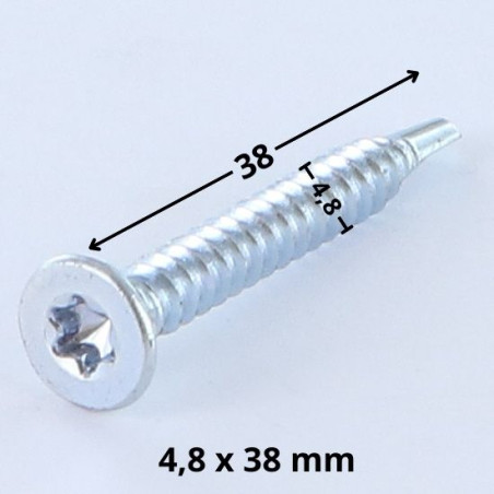 1 x Itseporautuva ruuvi uppokantainen TORX T25 4,8x38 Sinkitty teräs