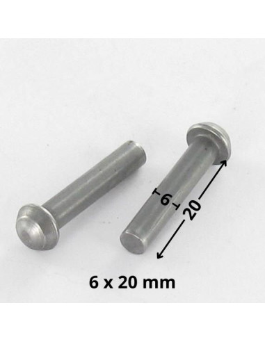 1 x Iskettävä niitti Pyöreä pää 6X20 Raakateräs