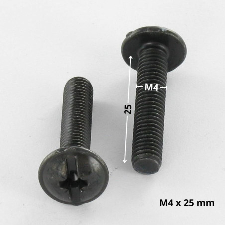 1 x Ruuvi "Kupolipultti POZI ja halkaistu M4X25 Musta sinkitty teräs