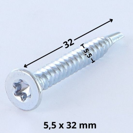 1 x Itseporautuva ruuvi uppokantainen TORX T25 5,5x32 Uritettu Sinkitty teräs