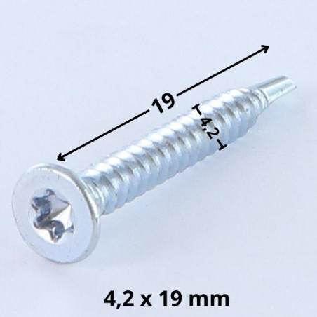 1 x Itseporautuva ruuvi uppokantainen TORX T20 4.2X19 Sinkitty teräs