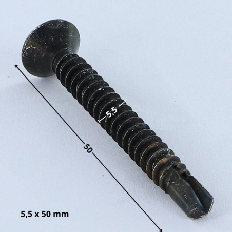 1 x Itseporautuva ruuvi uppokantainen TORX T25 5,5x50 Musta sinkitty teräs