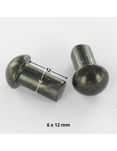 1 x Iskettävä niitti Pyöreä pää 6X12 Musta...