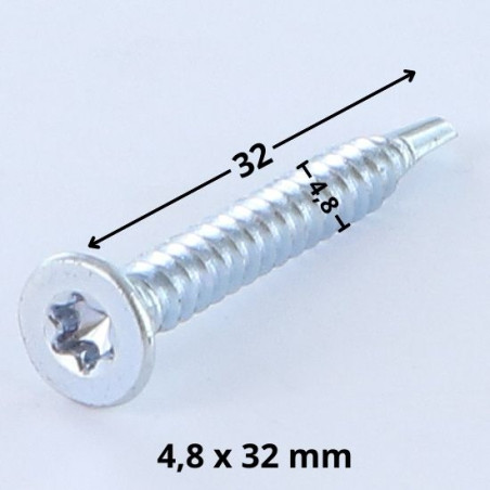 1 x Itseporautuva ruuvi uppokantainen TORX T25 4,8x32 Sinkitty teräs