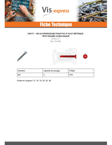 1 x Itseporautuva ruuvi PVC Metallit...