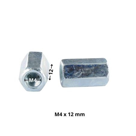 1 x Muhvi Kuusikulmainen M4X12 Avainväli 7 Sinkitty teräs