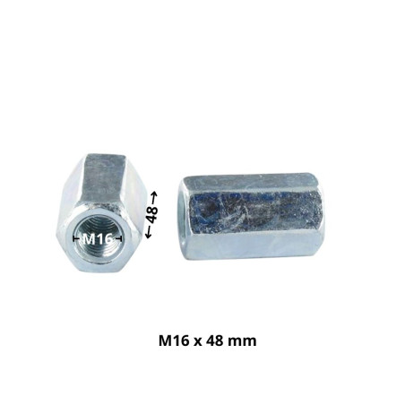 1 x Muhvi Kuusikulmainen M16X48 Avainväli 24 Sinkitty teräs