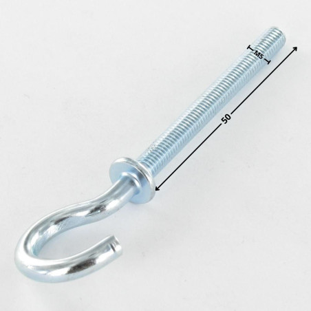 1 x Koukku Metallit laipan kanssa M5X50 Sinkitty teräs