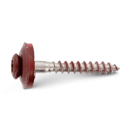 1 x Rakennusruuvi Kupumainen uppokanta TORX T20 Ruostumaton teräs A2 RAL 3009 oksidinpunainen 4,5x35 Tiivistealuslevy
