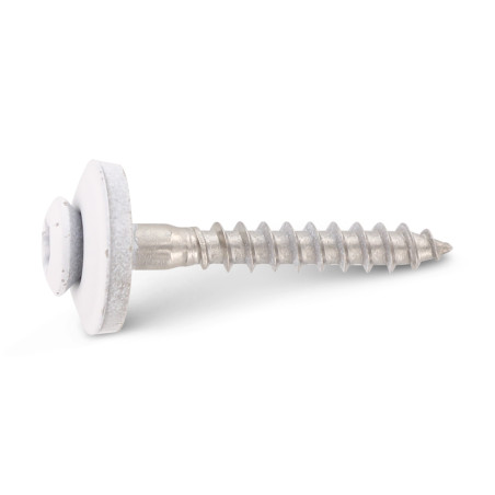 1 x Rakennusruuvi Kupumainen uppokanta TORX T20 Ruostumaton teräs A2 RAL 9010 puhtaanvalkoinen 4,5X120RD.EPDM