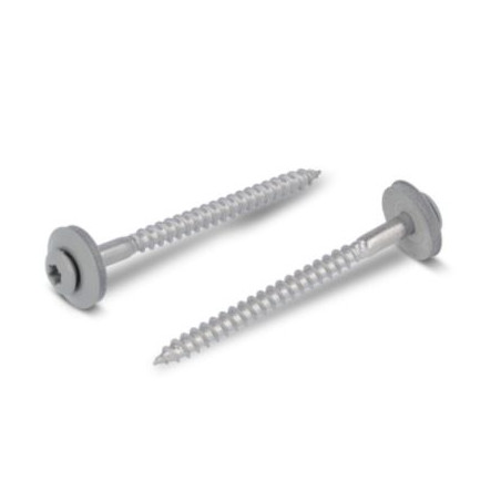 1 x Rakennusruuvi Kupumainen uppokanta TORX T20 Ruostumaton teräs A2 RAL7030 4,5x45 Tiivistealuslevy