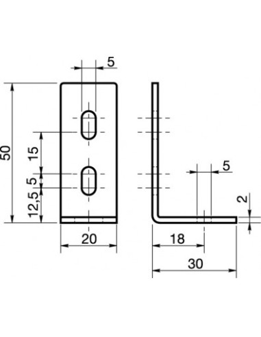 1 x Kulmalevyt Säädettävä 30x50x20 3 Reiät...
