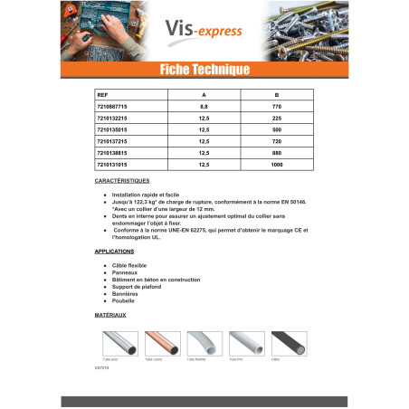 1 x Letkunkiristimet vit nylon Polyamidi 6.6 3,6 x 370