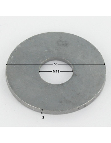 1 x Aluslevy Litteä M18x55x3 LL varmgalvanisert...