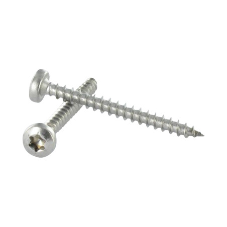 1 x Puuruuvi Ruostumaton teräs A2 Pyöreä pää 5x100 Kokonaan kierteytetty TORX T25
