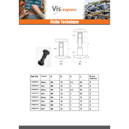 1 x Kasausruuvi M4X20 Halkaisija Putki 5 vit nylon 2 kpl Uros naaras
