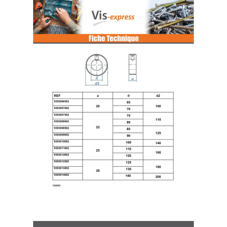 1 x Rengas Seuraavan kanssa: 1 Ruuvi Päätön kuusiokoloruuvi (sthc / sans tête six pans creux) Halkaisija Sisäinen 85