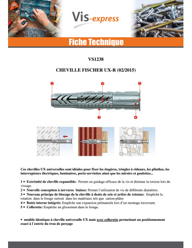 1 x Kiinnitystulppa Fischer UX-R 6X35