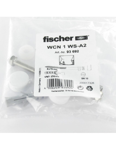 1 x PAKKI Kiinnitys WC Ruuvi Messinki 6x70 Fischer