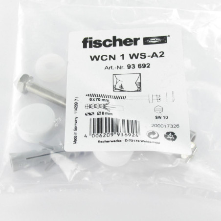 1 x PAKKI Kiinnitys WC Ruuvi Messinki 6x70 Fischer