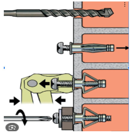 1 x Metallinen seinätulppa kipsilevylle Seuraavan kanssa: Ruuvi M5X74 RAWLPLUG