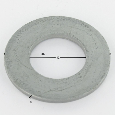 1 x Aluslevy Litteä M12X36X4 varmgalvanisert stål"