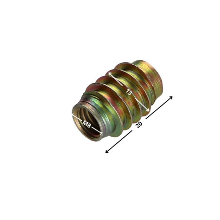 1 x Insertti Ei halkaistu Dikromattu M8 13X20