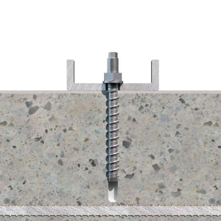 1 x Betoniruuvi Kaksois Kierteytys TORX T5 6x100 M8 Sinkitty teräs